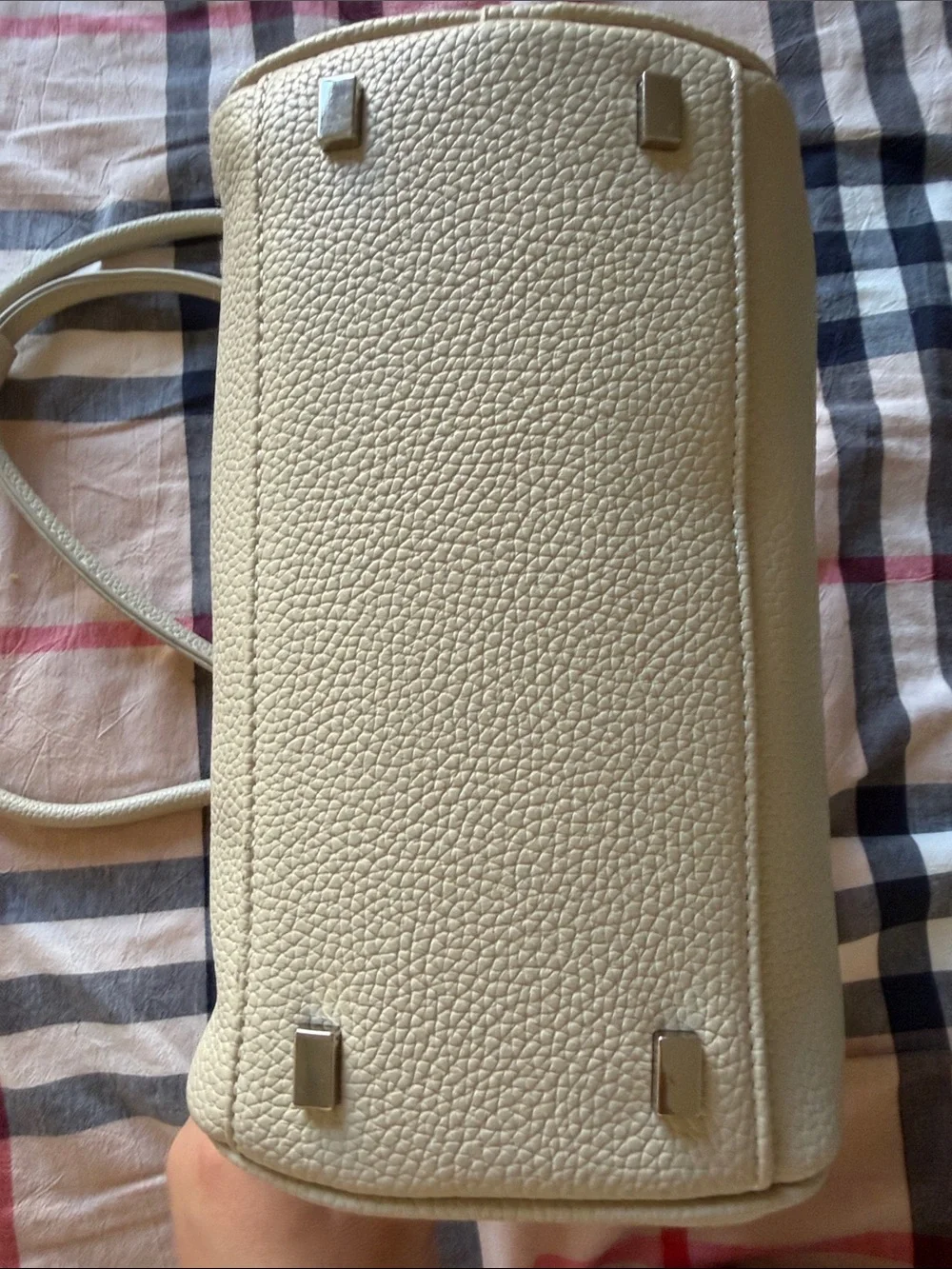Cream Leather Tote Handbag - Unbranded